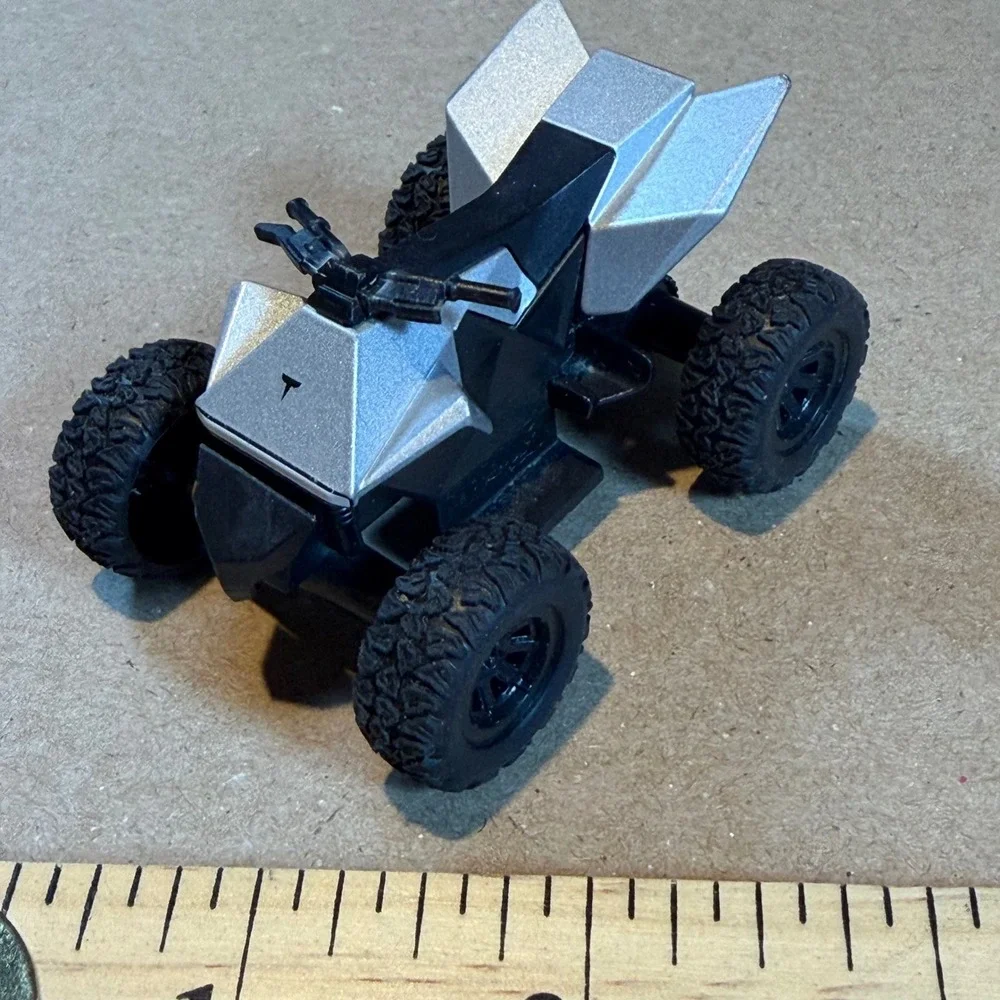 Tesla Cyberquad for Kids Miniature Toy ATV Silver Black Collectible Vehicle